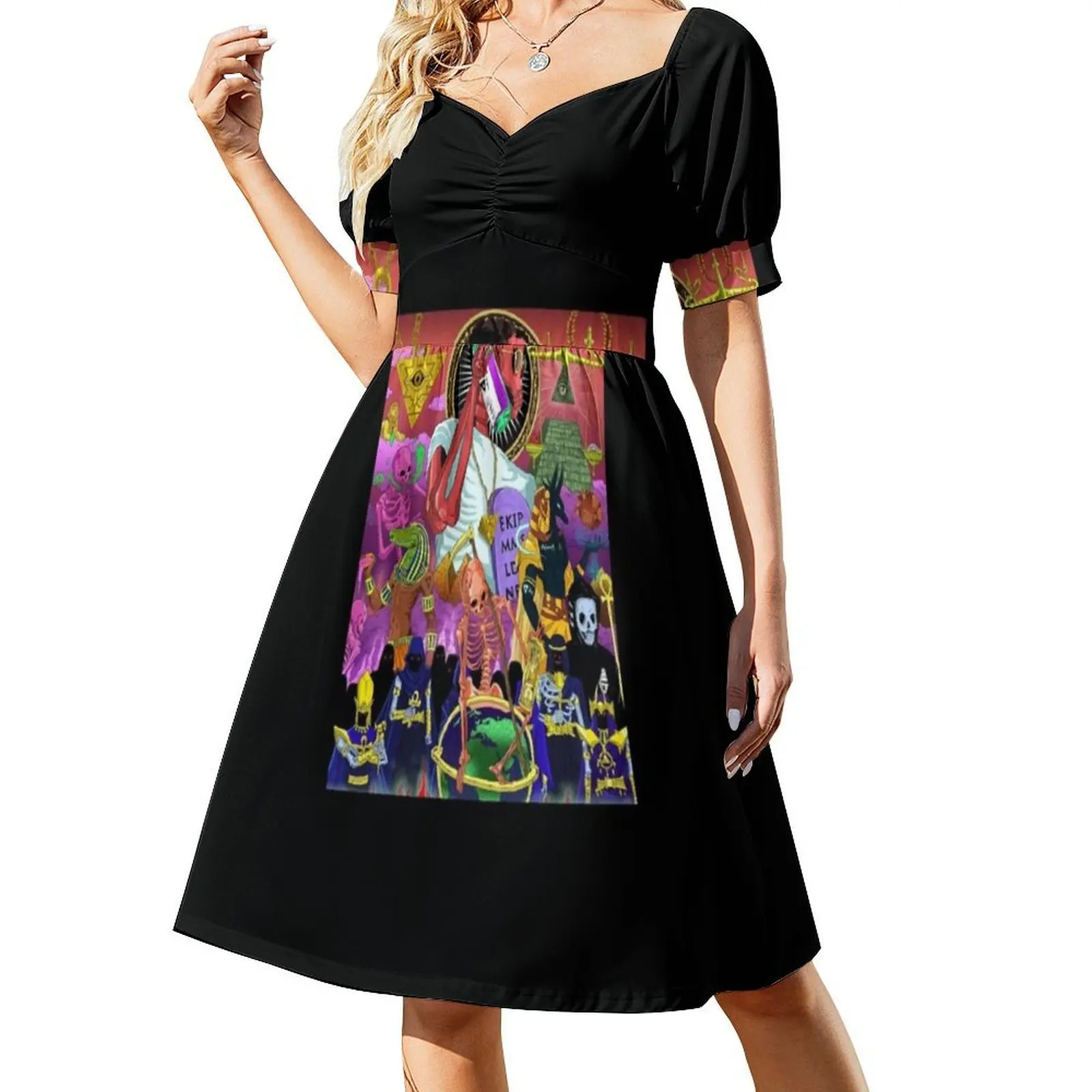 667 Ekip فستان سموك الأزهار للنساء الربيع الصيف فستان كاجوال للحزب 667 تجميد Corleone Ekip 667 Ekip الراب فستان سهرة #2