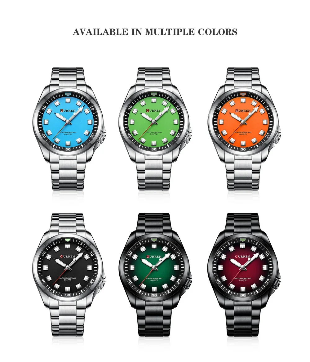 CURREN Watch for Men Simple Watch Dial Analog Quartz Wristwatches Waterproof Business Watches Stainless Steel Band