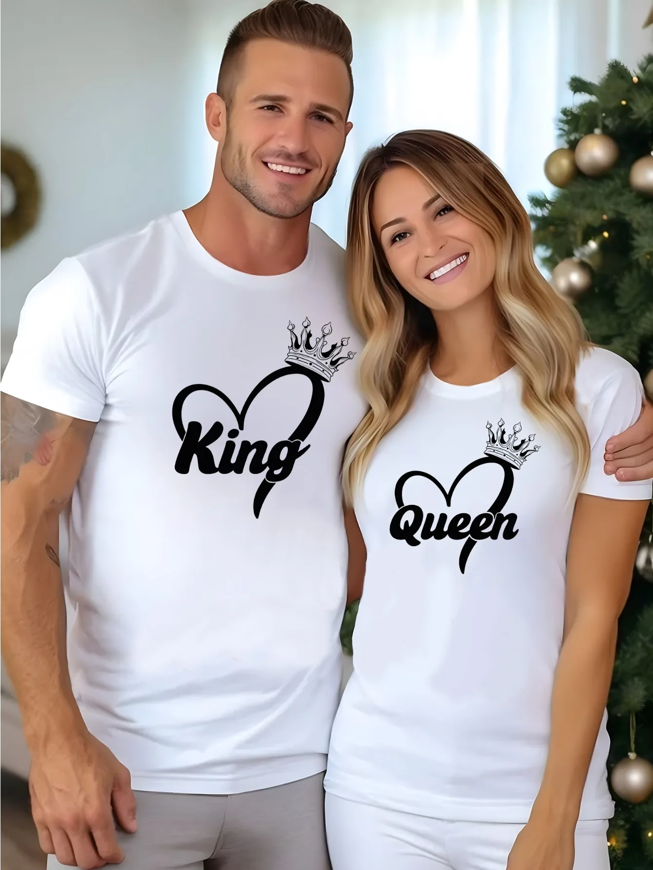 

Летняя милая пара, креативная футболка с принтом «Король и королева», повседневная одежда с рукавами в стиле Харадзюку, уличные топы, футболки, эстетичная одежда