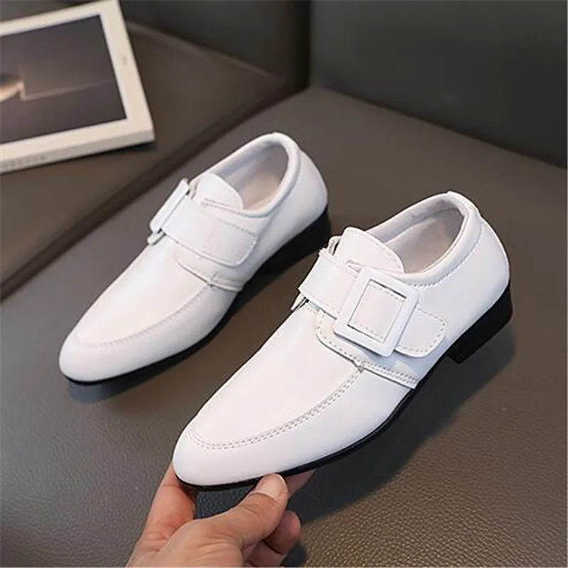 Boy Performance Shoe Pointed Toe Children Leather Casual Shoe Black Boy Girl Kids Wedding Shoe