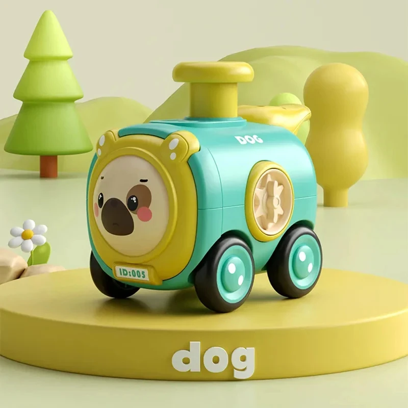 Children Toy Cartoon Inertia Train Press and Run Durable Car with Face Changing and Whistle Kids Gift for Boys Christmas Present