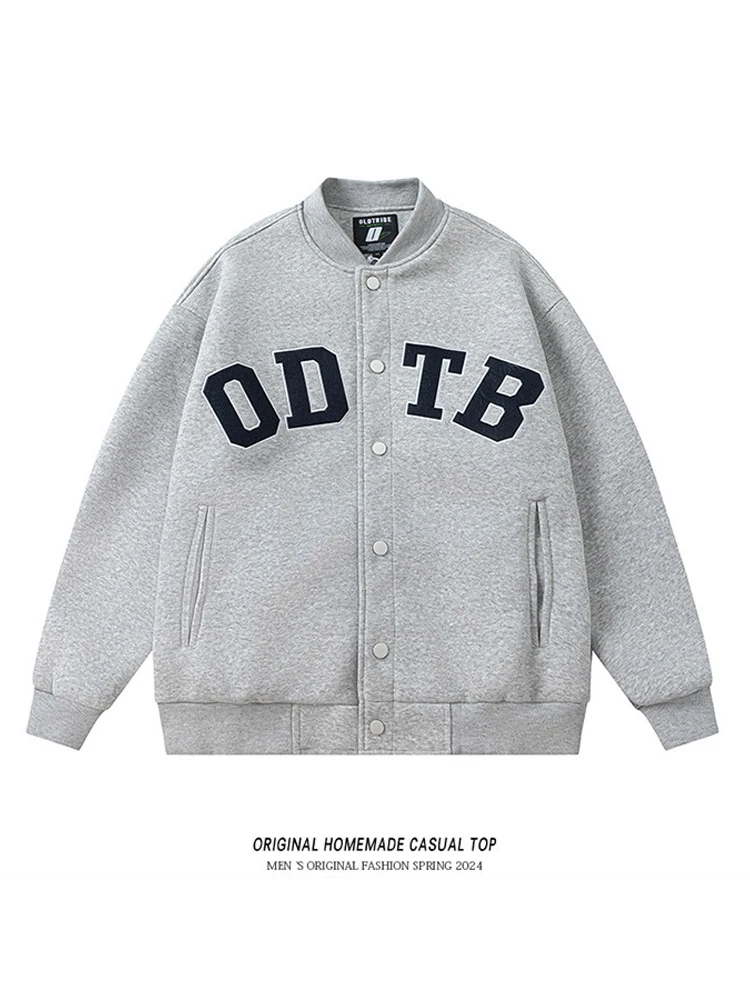 

Мужская бейсбольная куртка утепленная осенне-зимняя свободного кроя, спортивная верхняя одежда в стиле ретро, с длинными рукавами, на пуговицах