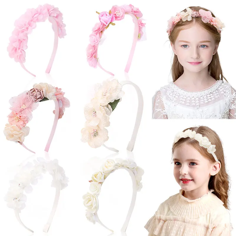 8 Kleuren Zijden Bloem Hoofdbanden Voor Kinderen Boetiek Meisjes Haar Scrunchies Haar Hoepel Kinderen Haarband Bloemenmeisje Romantische Hoofddeksels