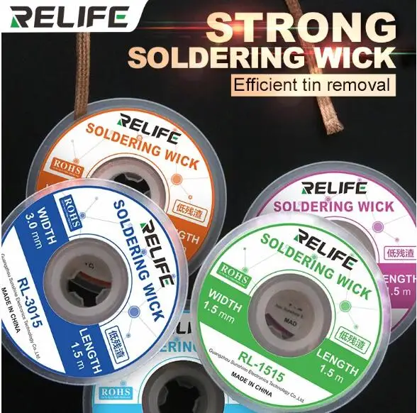 10PCS /LOT RL-1515 Solder Wire 1.5-3.5mm Desoldering Wire Braid Welding Solder Remover Wick Wire Lead Cord Flux BGA Repair