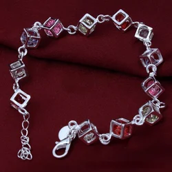 Hot fine 925 Sterling Silver zircon lattice Bracelets for woman Luxury brands jewelry Wedding party Christmas gifts