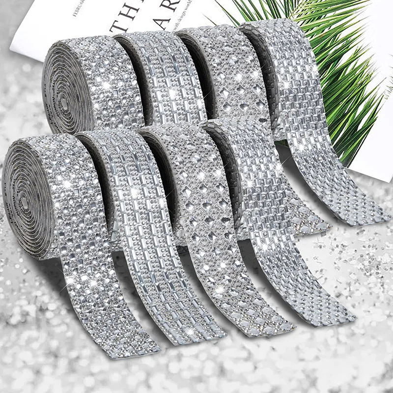 

10Yards Crystal Rhinestone Ribbon Diamond Sparkling Ribbons Roll Banding Belt Wrap Wedding Party Decorations DIY Crafts Gift