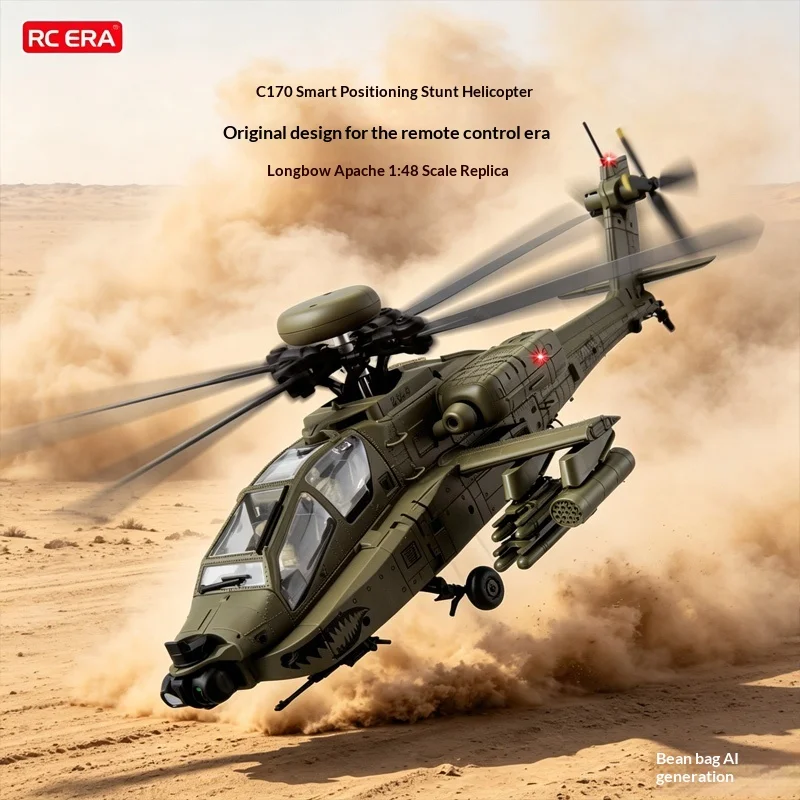 Rc Era C170 Apache Armed Military Simulation Rc Helicopter 6 Channel Optical Flow Positioning One Key Inverted Fly For Adult