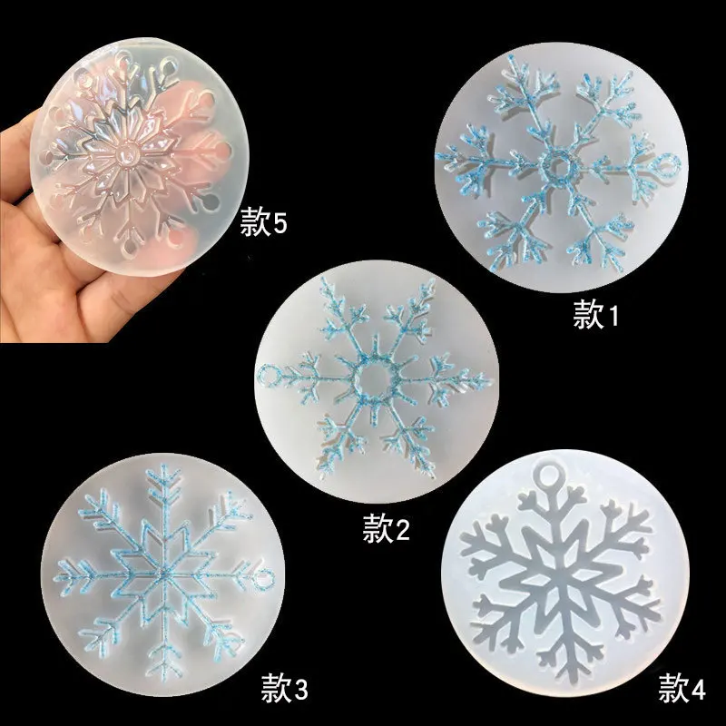 Mirror Snowflake Decorative Pendant Tool Mold Crystal Glue UV Silicone Mould Pendant Specimen Cake Decorating Tools 16114