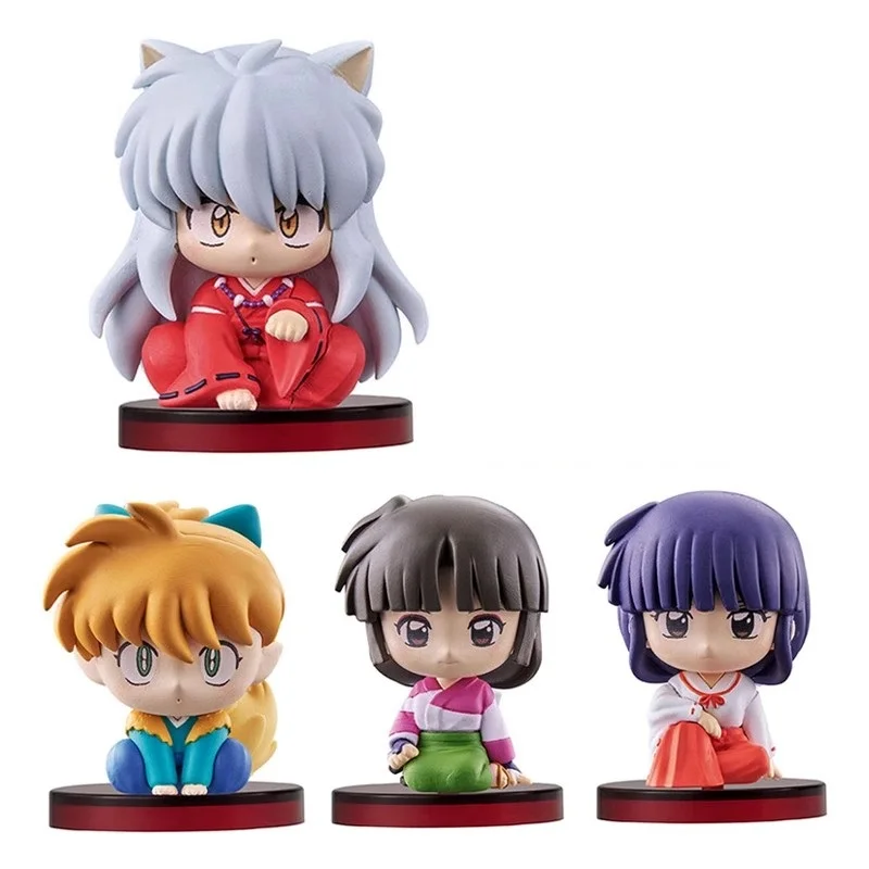 Bandai Anime Gashapon Inuyasha Figures Sango Shippou Kikyo Sitting Doll Action Figure Model Kids Toy