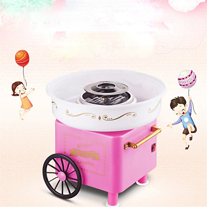 Pink Vintage Household Cotton Candy  Machine Electric Mini Marshmallow Machine Snack Food Equipment for Children DIY