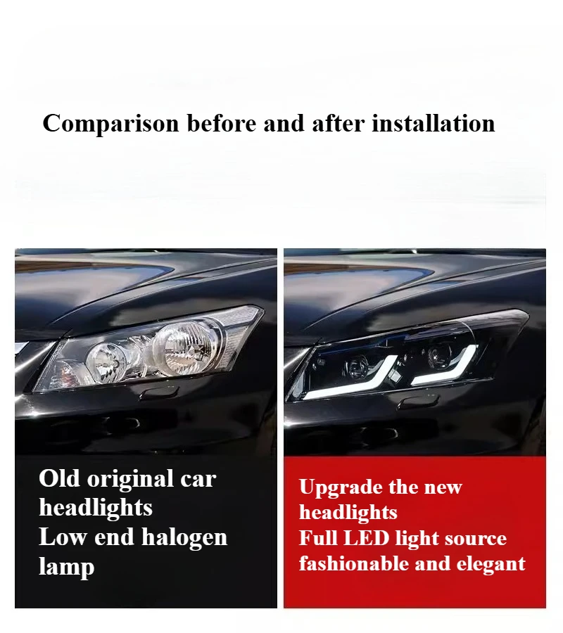 For 2008-2013 8th generation Accord/Honda Accord 8th Gen Headlight assembly LED laser lens dual L daytime running light