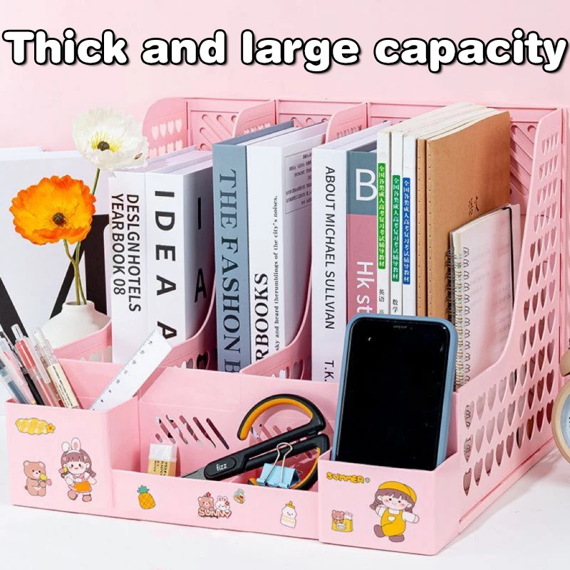 Large Capacity Folder Storage Box File Rack With Pen Holder Desktop Multi-layer Shelf Office Organizer File Rack Home Bookshelf