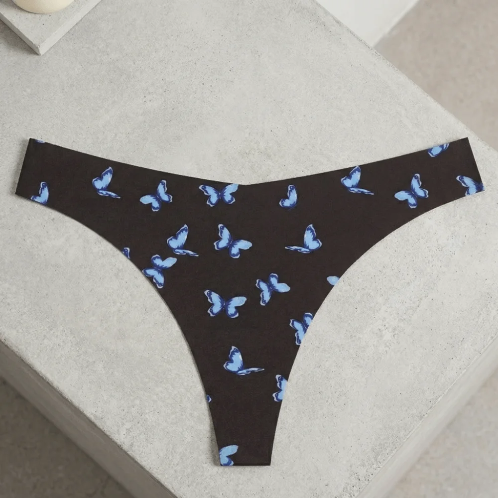 Süße Baumwoll-Unterwäsche für Damen, Lippen-Motiv, Niedriggeschnittener Nahtloser Tanga, Schmetterlings-Leoparden-Slip für Mädchen – Detail 10