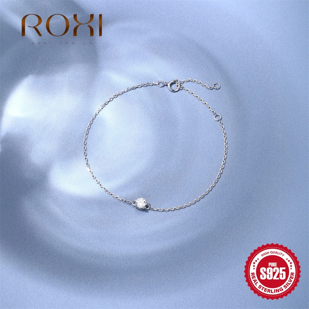 روكسي كلاسيكي واحد مستدير مويسانيتي 925 فضة سوار للنساء ملابس يومية فاخرة هدايا التخرج لها