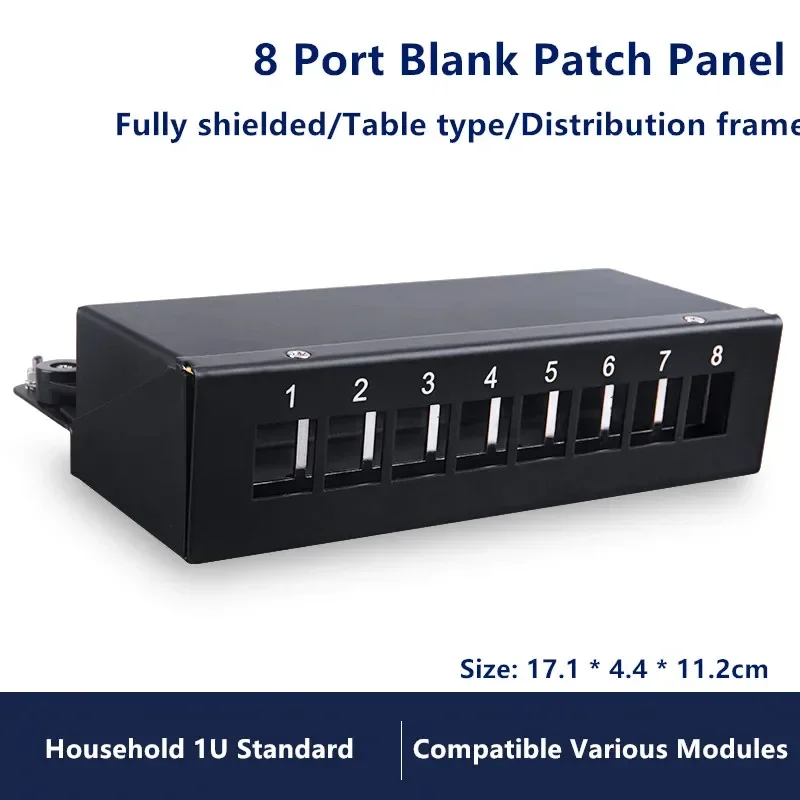 Panel de conexiones RJ45 de 8/12 puertos, marco de distribución de montaje en pared de escritorio, módulos RJ 45 UTP STP