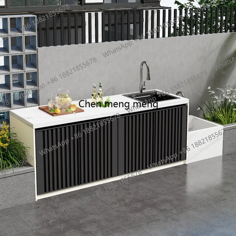 Outdoor courtyard sink, garden slate hanging under the console, outdoor sink, locker