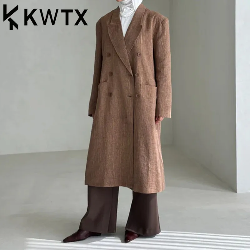 

KWTX 2025 Spring Summer Women’s Cracked Texture Long Trench Coat, Lightweight Asymmetrical Designer Outerwear