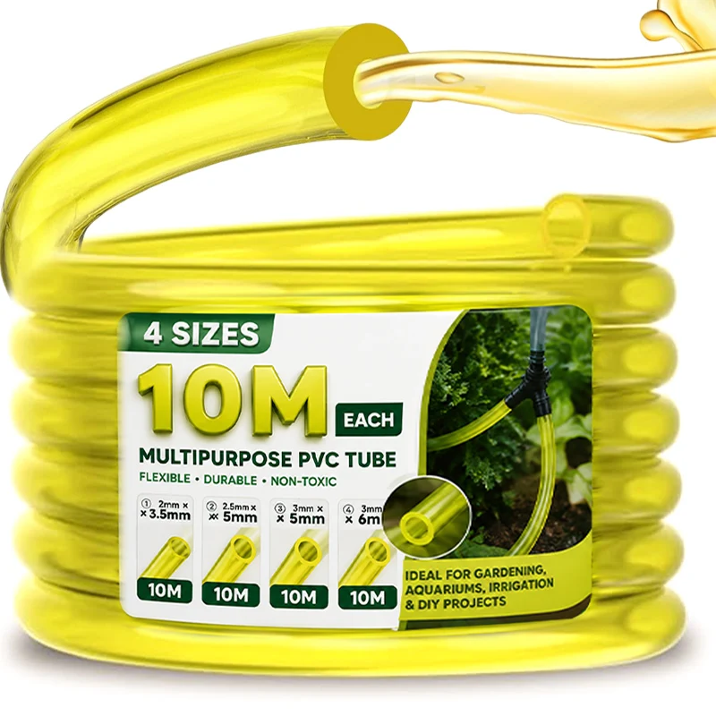1/10m Fuel Line Hose Set Yellow Lawnmower Chainsaw Petrol Fuel Hose Tubes Universal Gas Pipe for Blower Trimmer Pressure Washer
