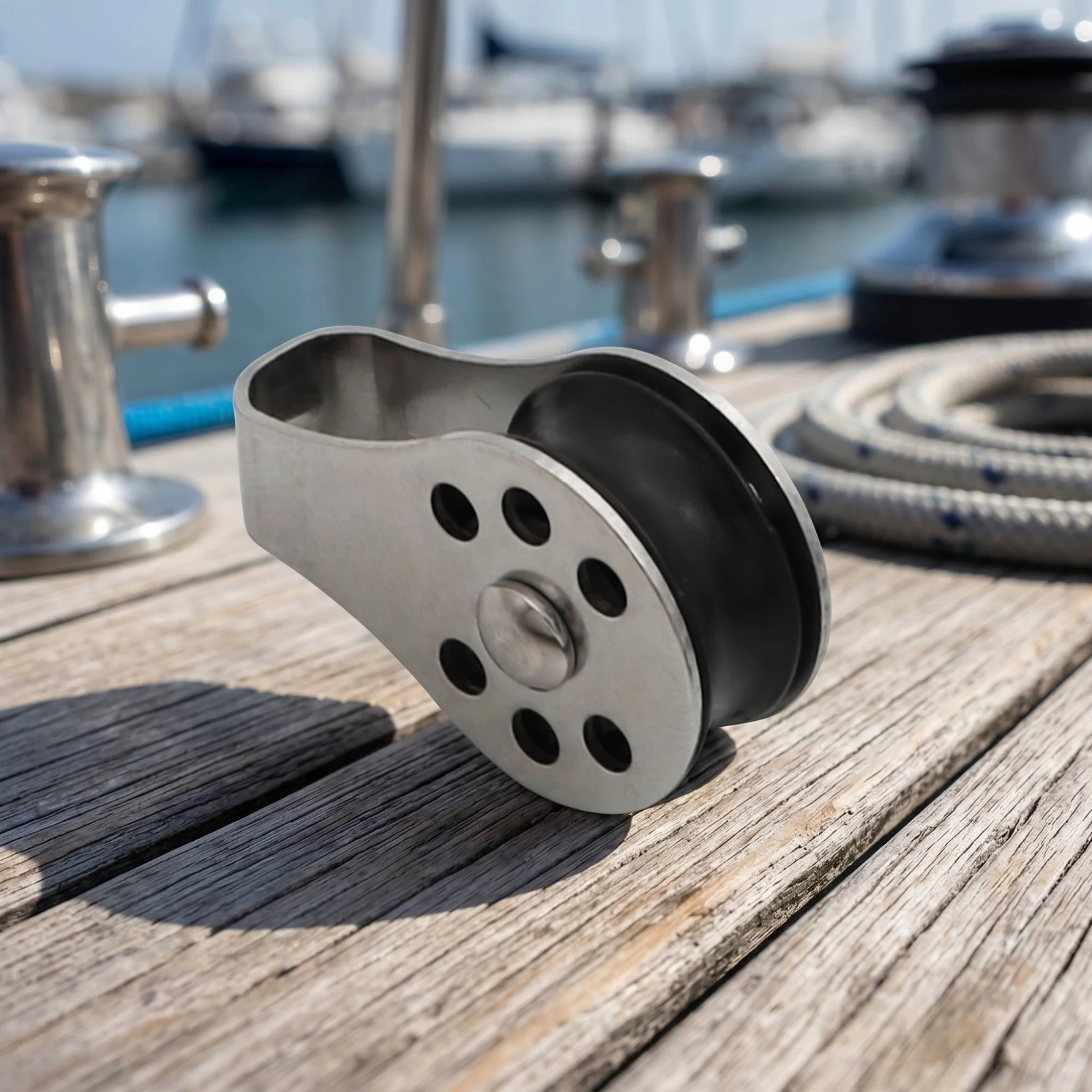 Single-Sheave Pulley Low-Friction Pulley with Ball Bearing Hardware Corrosion-Resistant 360° Rotation for Sailors