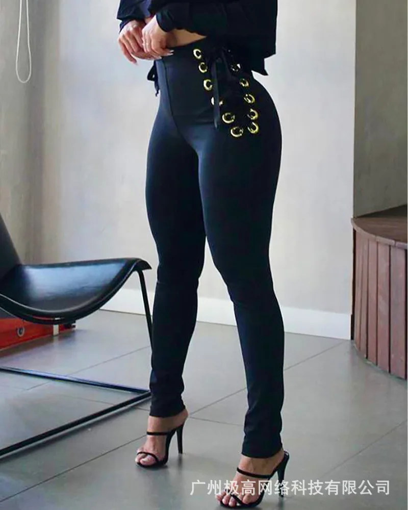 

Fashionable Women's Waist Side Corn Strap 2023 Autumn and Winter New Commuting Tight Pants Slim and Sexy