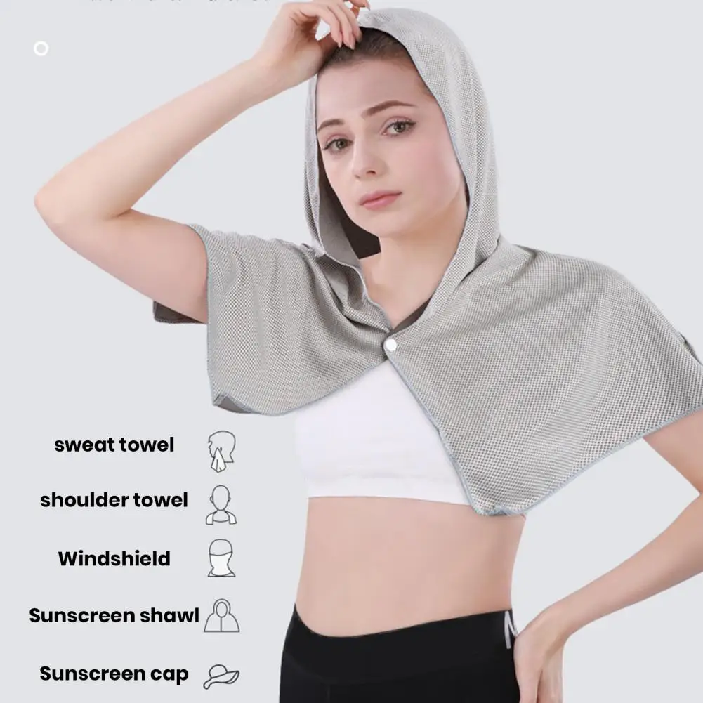 Quick Dry Cooling Hoodie Towel Solid Color UV Protection Breathable Headgear Sweat Absorbent Sports Running Hood Towel 냉각수건