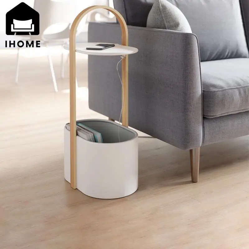 IHOME Belwood Storage Side Table Light Luxury Design Round Sofa Living Room Corner Table Storage Shelf New 2024 Drop shopping