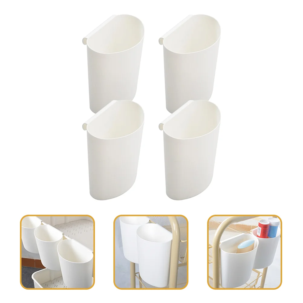 4 Pcs Cart Small Hanging Basket Cabinet Plastic Kitchen and Storage House Cups for Rolling Organizers Trolley Tool Shelves