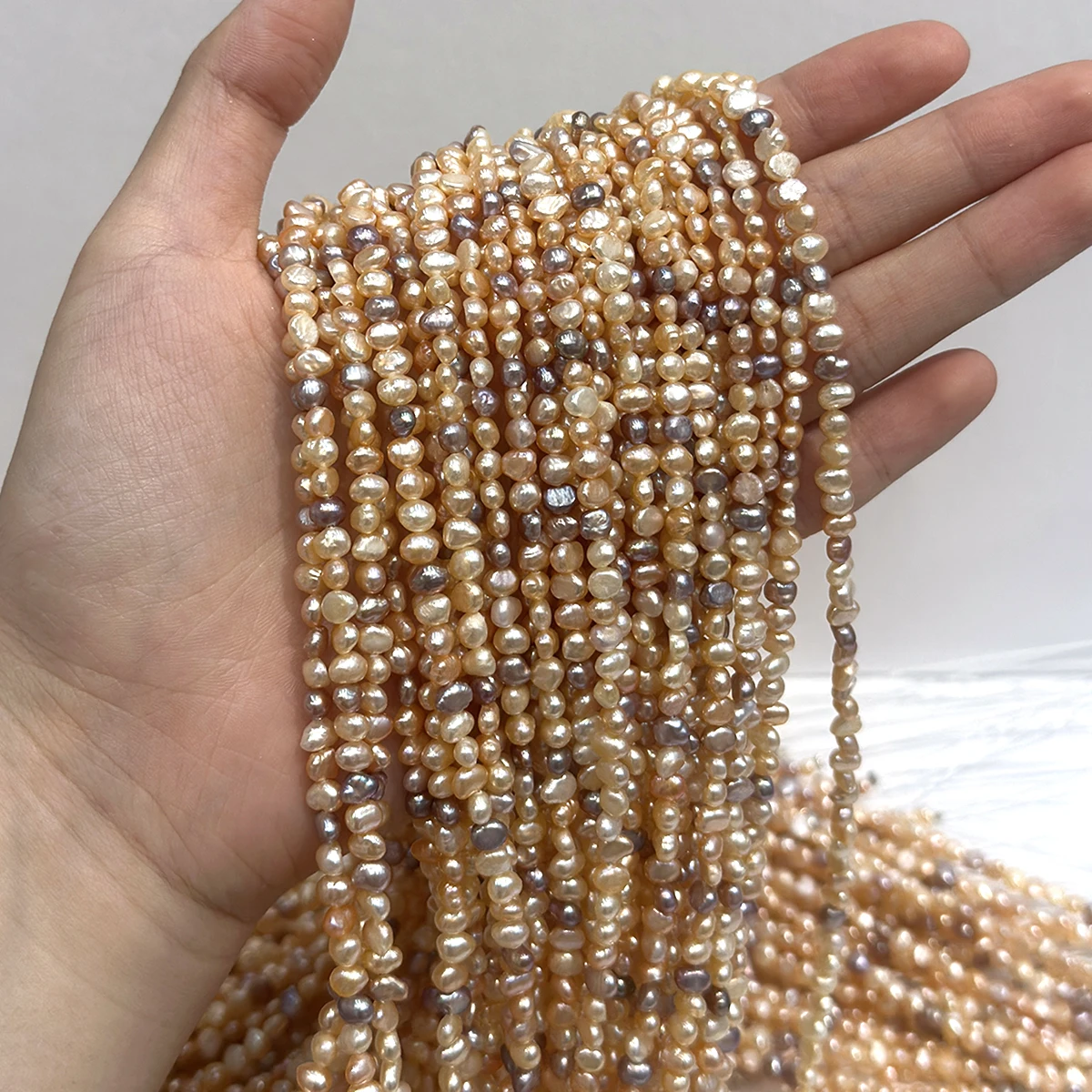 Natural Freshwater Pearl Beads Two Sided Ligth Coloful Pearl Loose Spacer Beaded for Making DIY Jewelry Necklace Bracelet 3-4mm