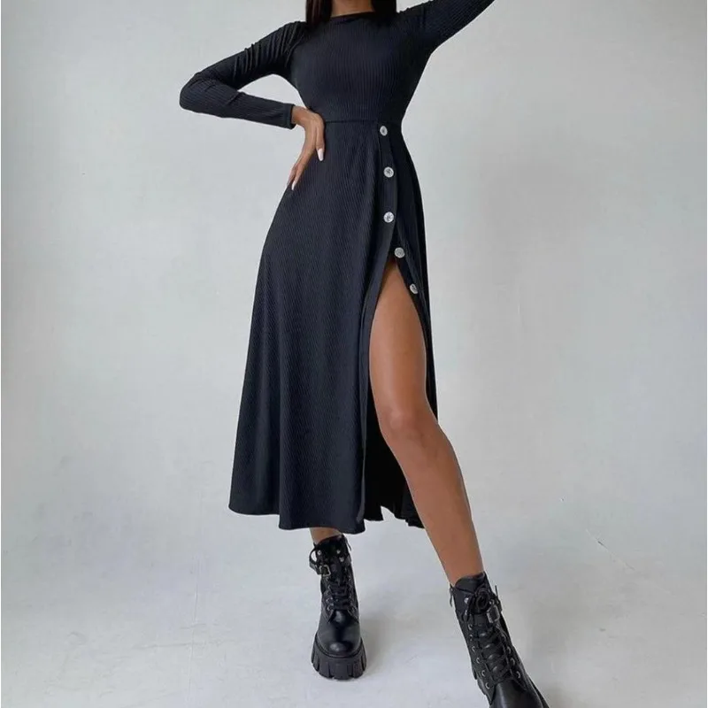 

Women's Sexy High Waist Asymmetric Midi Split Dress Female Casual Clothing Temperament Spring Women New Fashion Hip Wrap Dresses