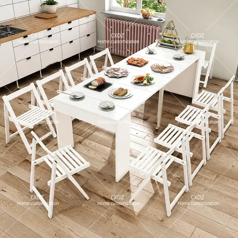 Retractable Folding Dining Table for Small Apartment Household Multi Functional Invisible Rectangular Dinner Table Space