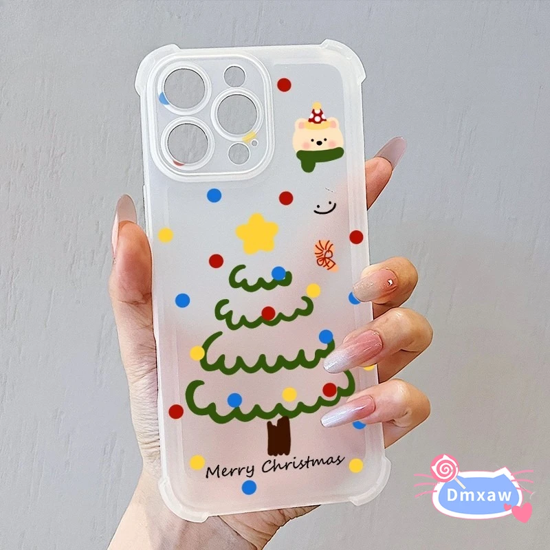 For Samsung Galaxy A56 A55 A54 A53 A52 A52s A51 A50 A50s A30s 4G 5G Phone Case Merry Christmas Tree Bear Cute Frosted Soft Cover
