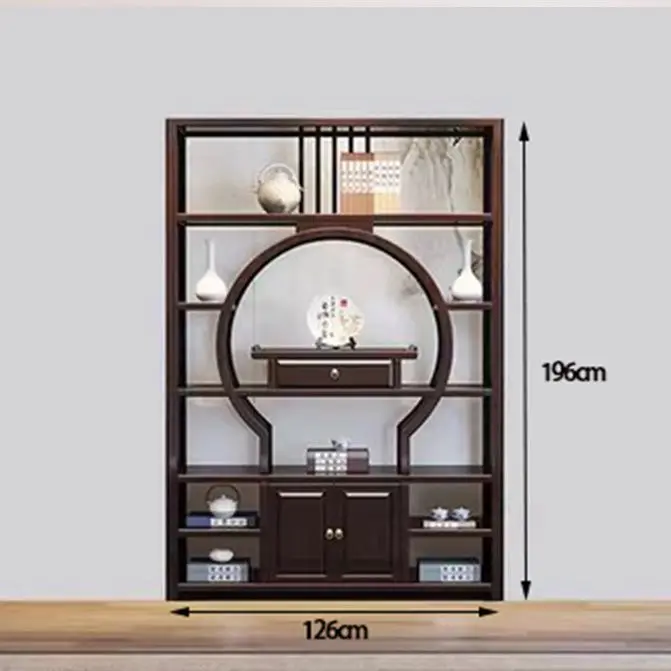 Solid wood Bogu shelf Duobao Pavilion bookshelf Oak Duobao Pavilion tea room shelf