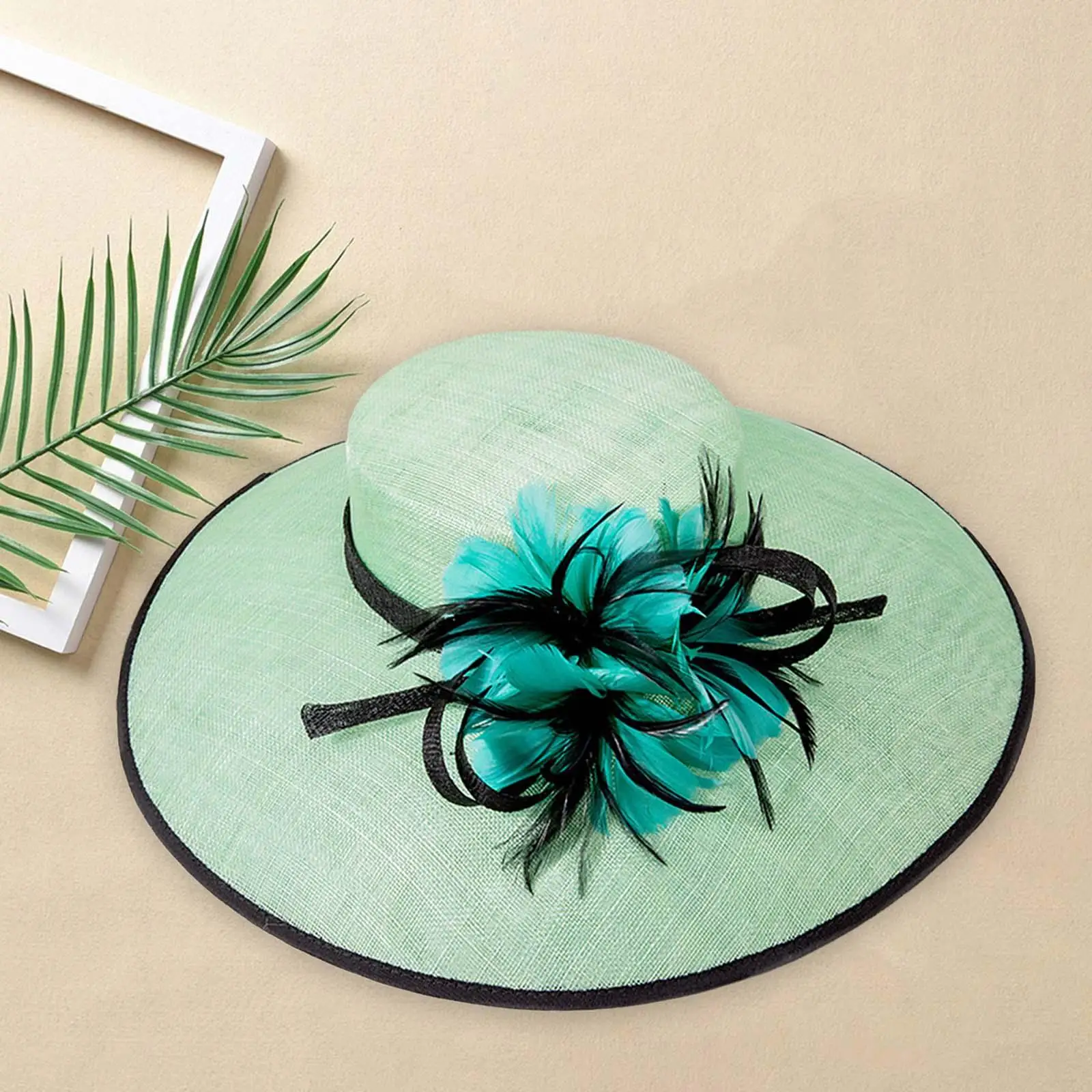 Feather Fascinator Hat Flat Dress Hat for Tea Party Bridal Shower