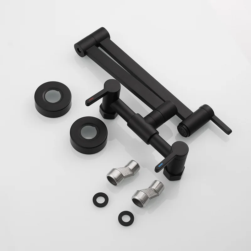 

Single Hole Sink Tap Rotate Folding Spout Brushed Gold Brass Pot Filler Tap Wall Mounted Foldable Kitchen Faucet Hot and Cold