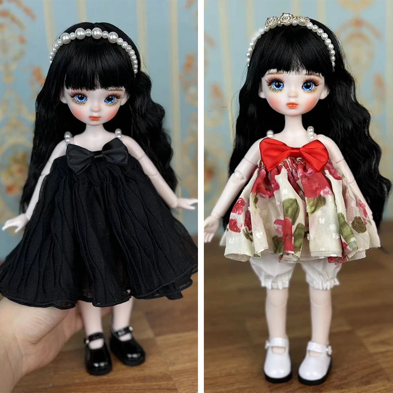 Handmade DIY 30cm Doll 1/6 BJD Doll Full Set Open Head Sweet Princess Doll with 3 Pair of Eyes Children and Girls Toy Gift