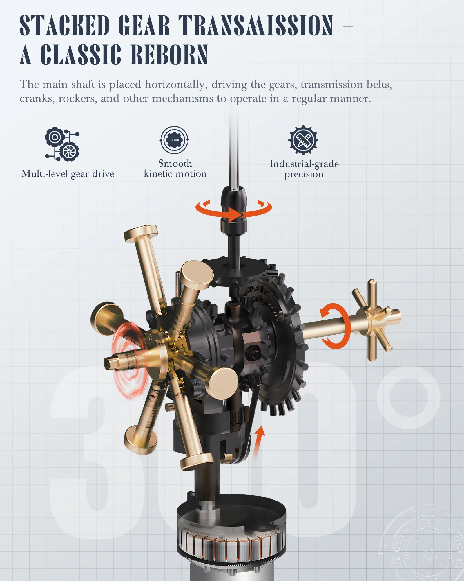 ROKR Da Vinci Helicopter CGL01 – A mechanical 3D puzzle with wireless audio-visual interaction, an adult steampunk desktop model view 5