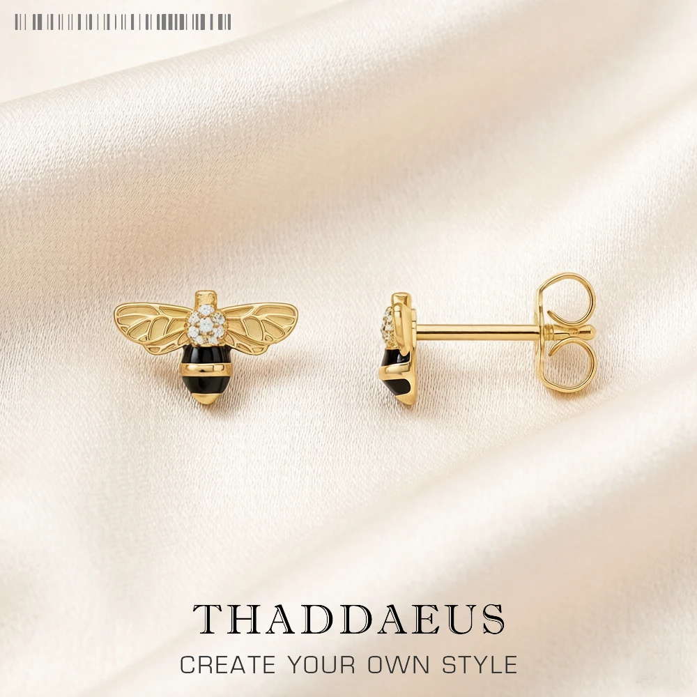Stud Earrings Bee Dancer Europe Style Fashion Jewerly For Women Nature Gift In 925 Sterling Silver