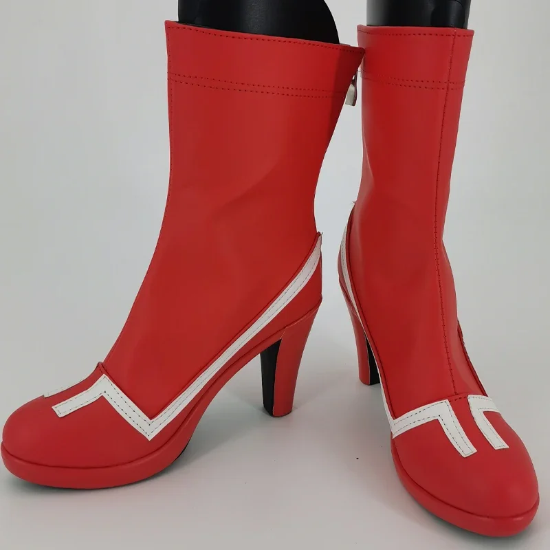 Querida em The Franxx Sapatos Cosplay, Botas vermelhas de salto alto, Acessórios para festas de Halloween, Código 002, Adulto