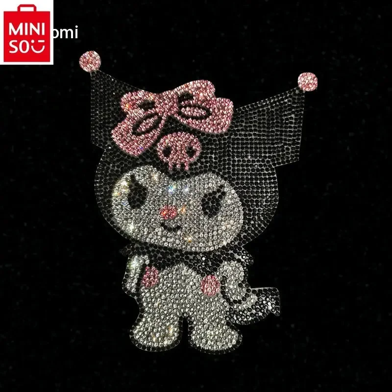 MINISO 2024 New Cartoon Kuromi Crystal Diamond Car Stickers Car Decoration Covering Scratches Car Interior Decoration Stickers