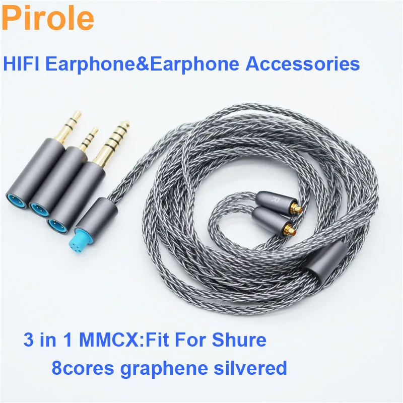 

HIFI Earphone Cable MMCX Cord 3 in 1 earphone 2.5 to MMCX 4.4 balanced 7N OCC Graphene Fit For Shure SE535 UE900 SE215 SE846