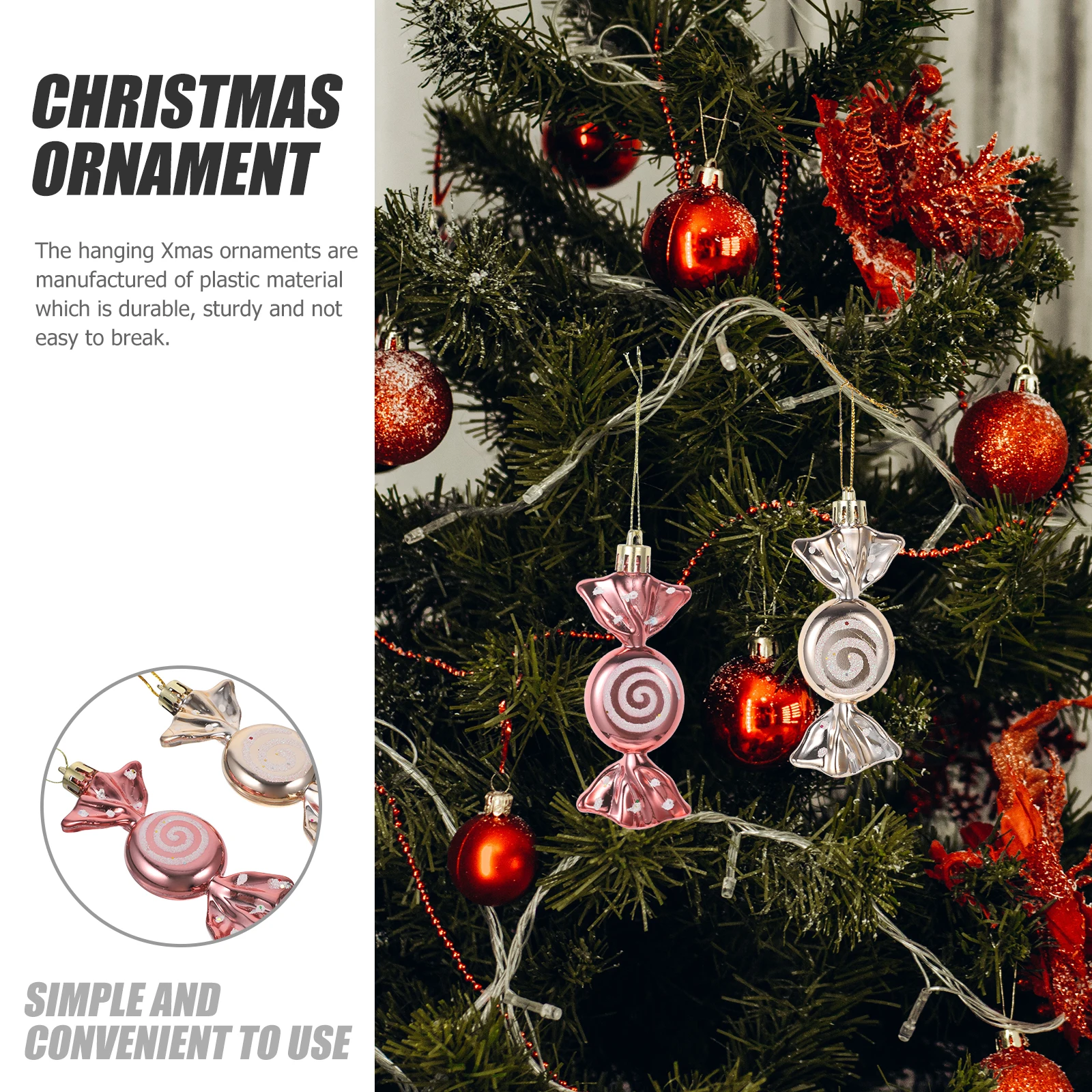 

12Pcs Xmas Tree Decorations Sturdy Hanging Ornaments for Christmas Party Home Wall Door Decor Christmas Decorations