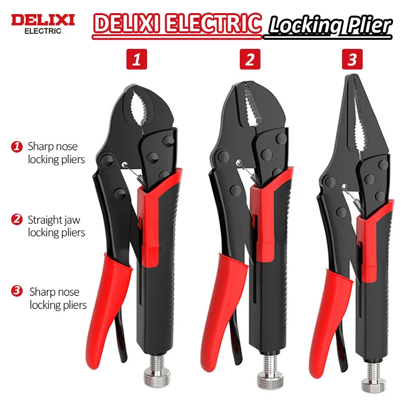 DELIXI ELECTRIC Lock Pliers 7-Inch Round/straight Universal Pressure Pliers Industrial-Grade Multifunctional Pliers