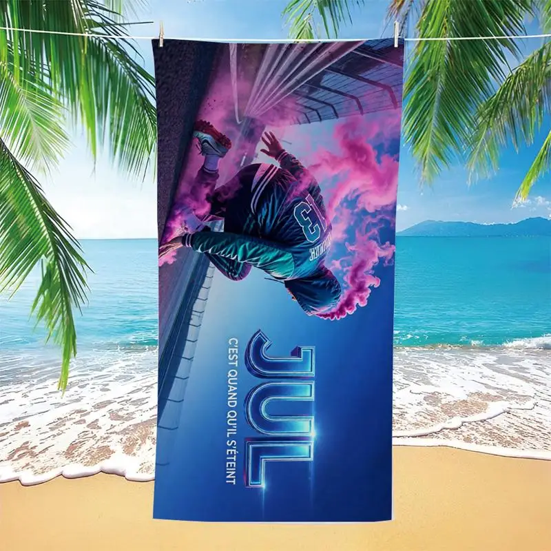 1pc J-Jul-l French Rapper Pink Smoke Breakdance Beach Towel Microfiber Quick Dry Bath Towel For Pool Beach Travel Rap Fans Gift