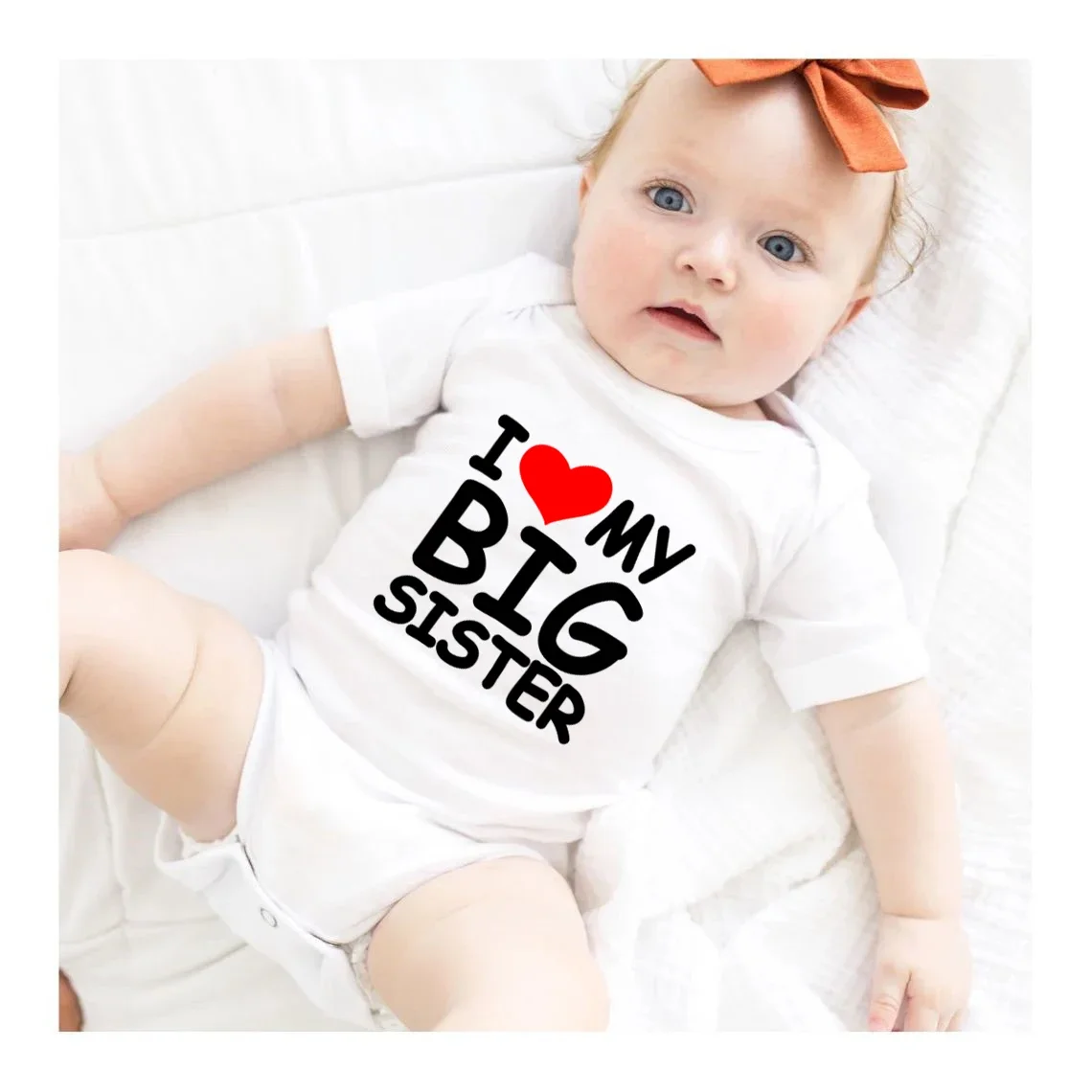 I Love My Big Sister Print Newborn Baby Bodysuit Funny Infant Boys Girls Romper Short Sleeve Fashion Cotton Baby Jumpsuit Outfit