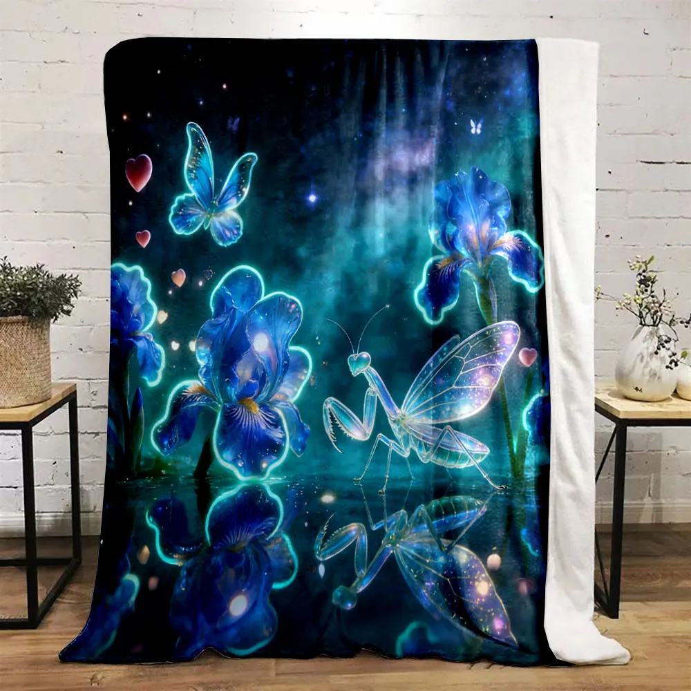 1PC Romantic and Dreamy Flowers Printed Blanket Children Adult Soft and Warm Bedding for Sofa Outdoor Travel Cover Blanket