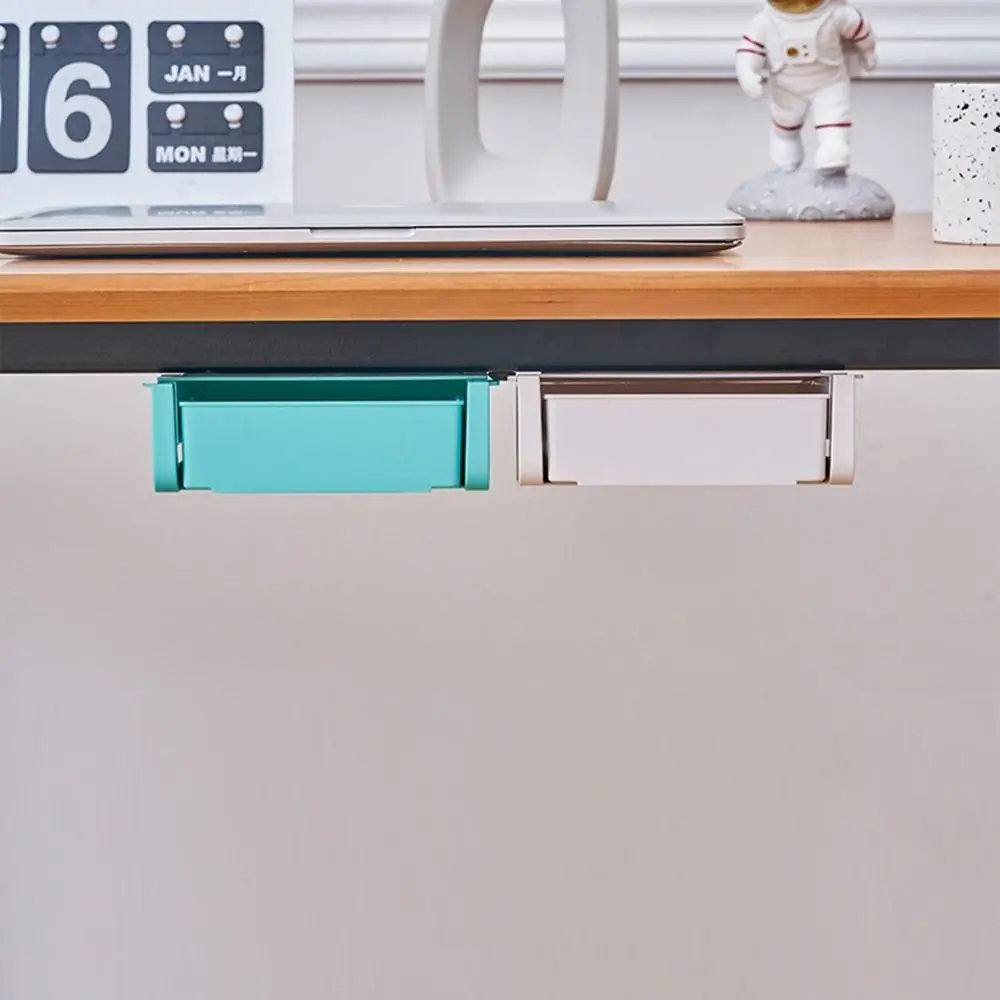 Cajón autoadhesivo debajo de la Mesa, ahorro de espacio, organizador inferior de mesa ajustable, estante deslizante, deflectores desmontables
