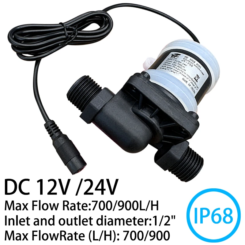 Pompe à eau sans balais en acier inoxydable, chauffe-eau solaire, douche, surpression de fontaine en surpoids de vache, IP68, DC 12V, 24V, 1/2\