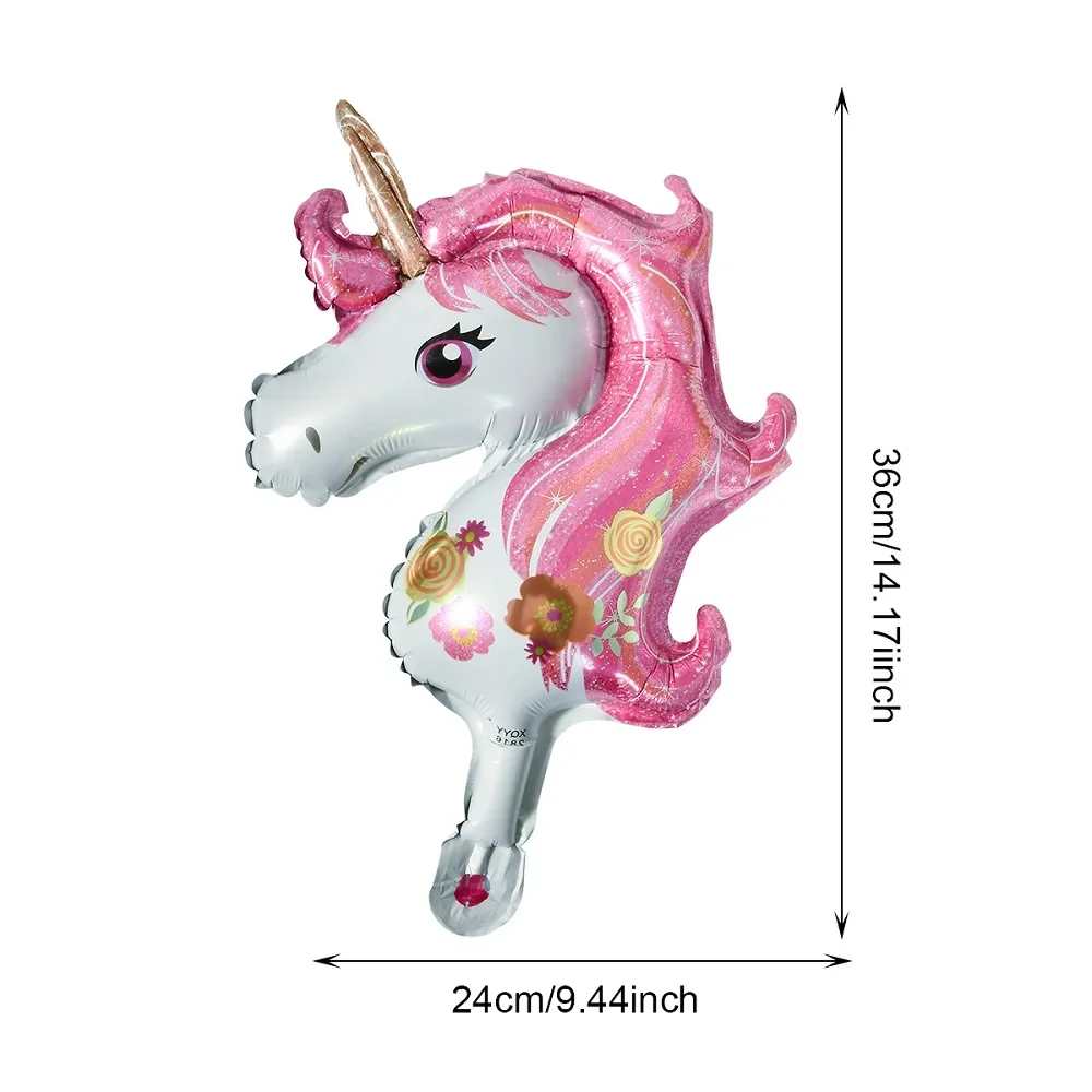 10pcs, pink and white little unicorn aluminum balloons, suitable for all kinds of party decorations