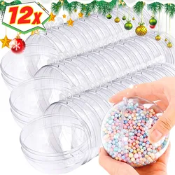 12/1PCS Christmas Hollow Balls Plastic Transparent DIY Ball Fillable Bauble Xmas Tree Hanging Ornaments Home Party Decor Gifts