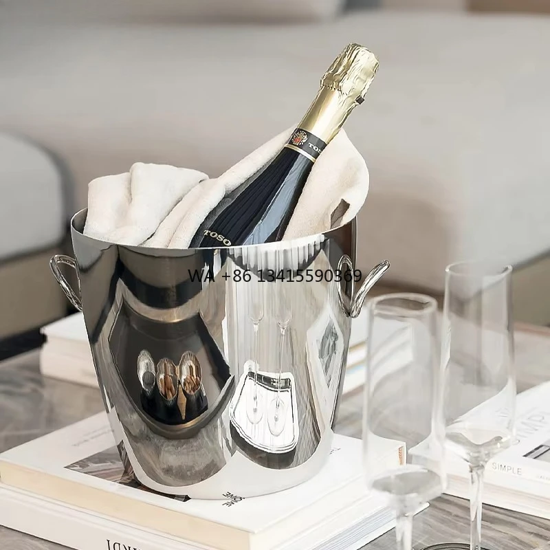 

DEWEISI Stainless Steel 304 Double Layers Ice Bucket 1 l High Quality Champagne Wine Storage Display Keep Cool Warren Ice Bucket